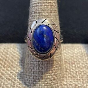 Sterling Silver Lapis Lazuli Mexico Cii Ring Size 9